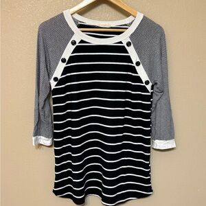 Bohme Black and White Striped Top